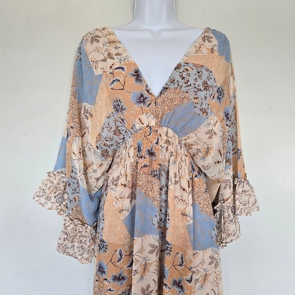 Dress Forum Floral Patchwork Boho Maxi Dress Size S Flowy Romantic Fall Festival - Picture 2 of 15